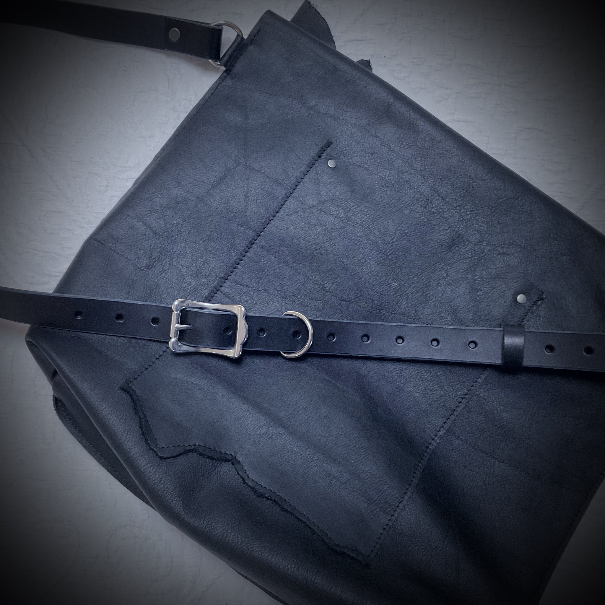 The Black Leather Shoulder Bag - Safety Pin