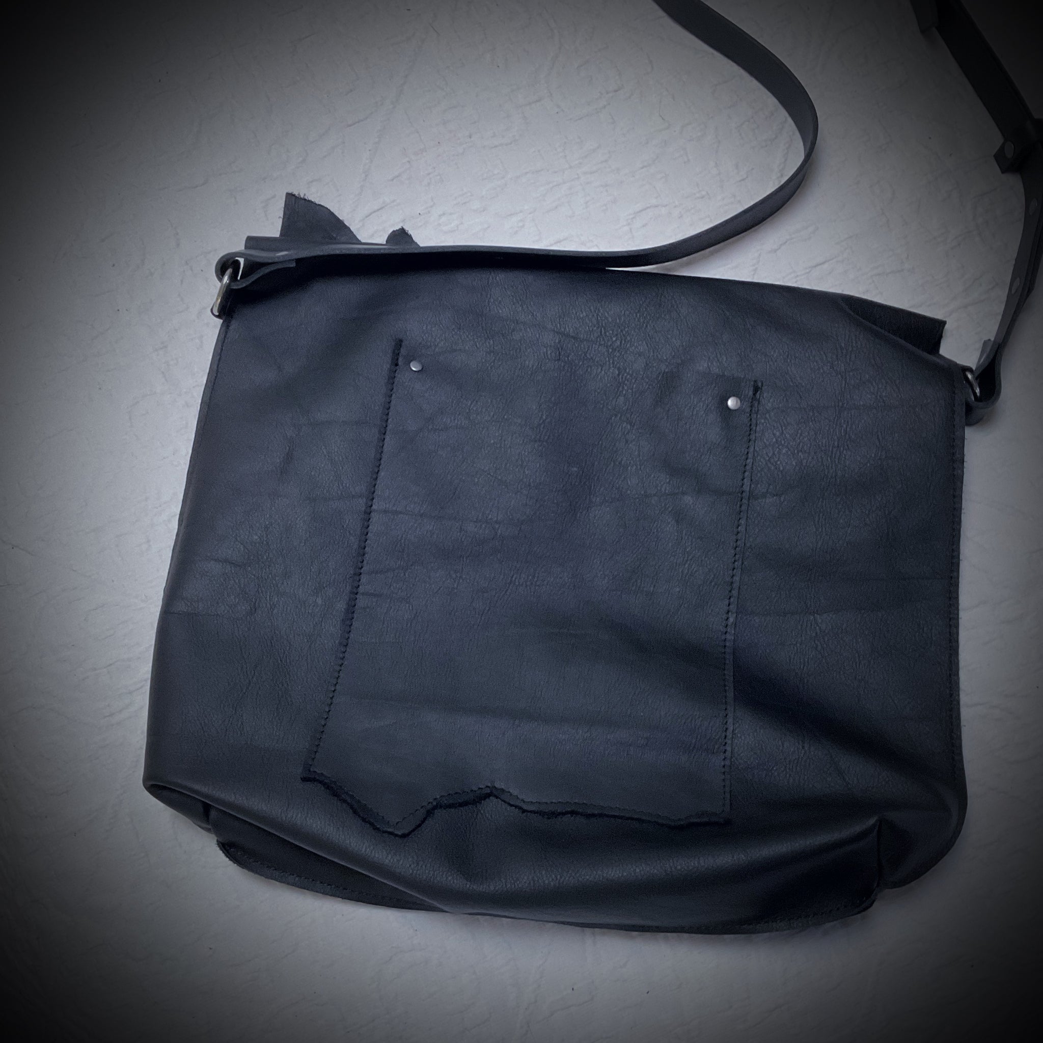 The Black Leather Shoulder Bag - Safety Pin