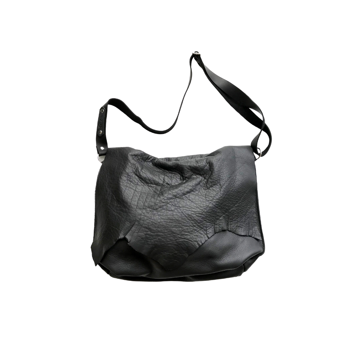 ‘Classic Raw’ Black Leather Slouch
